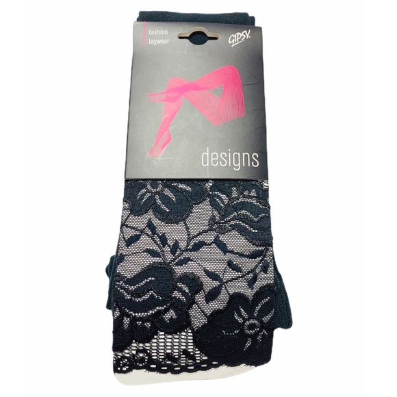 Gipsy Cropped Lace Trim Footless Tight in Black - Picture 5 of 8